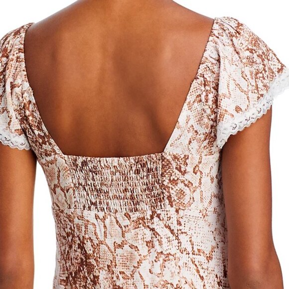 WAYF “Melissa” Lace-Trim Brown Python Maxi Dress | Size S | NWT - Picture 5 of 7